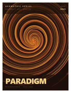 Paradigm geometric series abstract vortex artwork with orange spiral line d.. Ilustração Stock