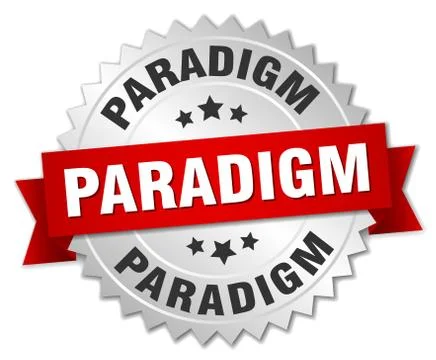 Paradigm round isolated silver badge Stock-Illustration
