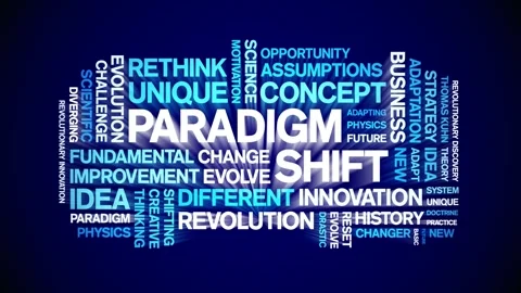 Paradigm Shift animated word cloud,animation kinetic typography seamless loop. Stock Footage 249016326