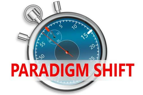 Paradigm shift banner on stopwatch 스톡 일러스트