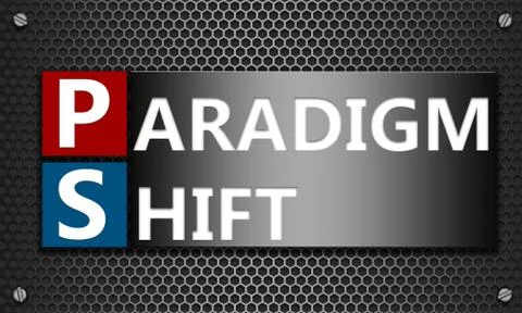 Paradigm Shift concept on mesh hexagon background Stock Illustration