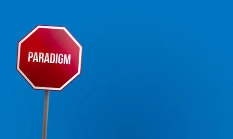 Paradigm shift - red sign with blue sky 스톡 일러스트