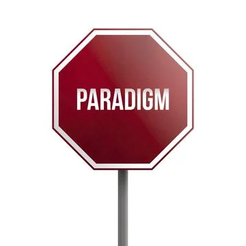 Paradigm shift, red sign isolated on white background Stock Illustration