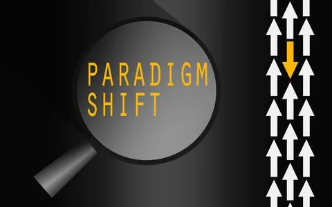 Paradigm shift word with yellow arrow 스톡 일러스트