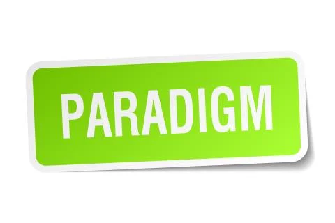 Paradigm square sticker on white Illustrazione stock