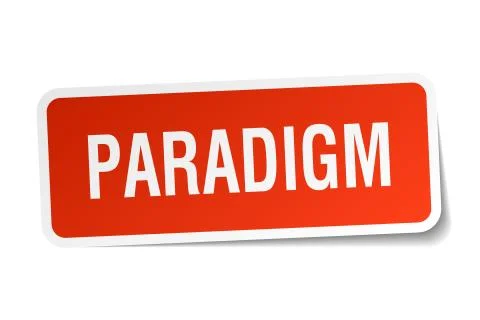 Paradigm square sticker on white Illustrazione stock