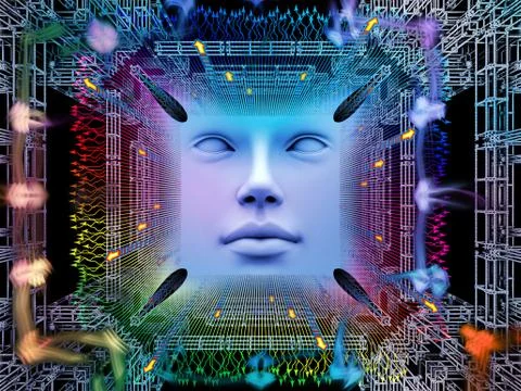 Paradigm of Super Human AI Stock Illustration