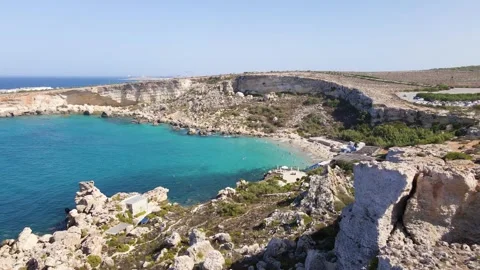 Paradise Bay Beach High Angle View with Limestone Cliffs and Turquoise Cove Stock-Footage 330924736