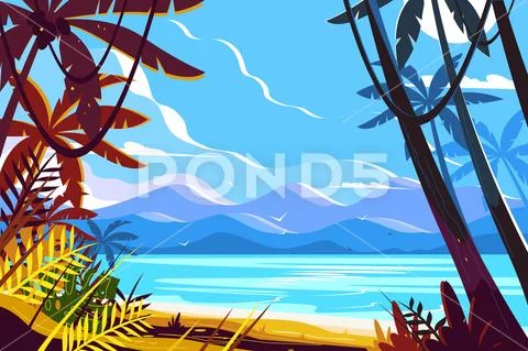 Paradise beach landscape Stock Illustration