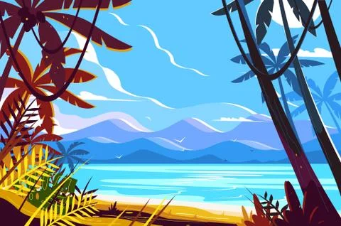 Paradise beach landscape Stock Illustration