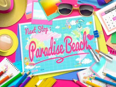 Paradise Beach on map Ilustración de archivo