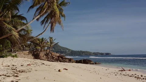 Paradise Beach in Seychelles Stock Footage 93319458