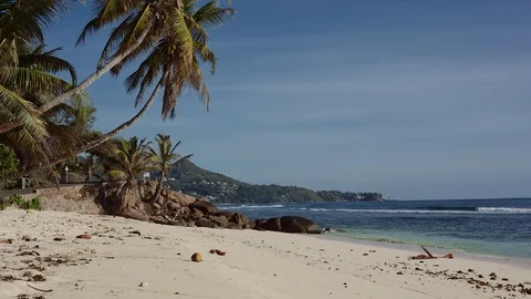 Paradise Beach in Seychelles Stock Footage 93320047