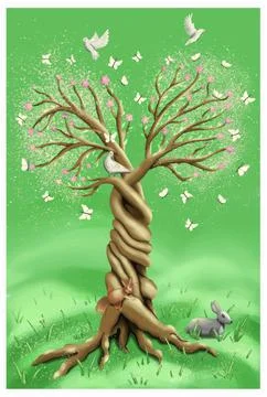 Paradise flowering tree. Stock vector illustration Stock-Illustration