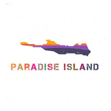 Paradise Island map design. Shape of the island with beautiful geometric wa.. Illustration