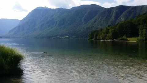 PARADISE LAKE BETWEEN MOUNTAINS Stock Photos