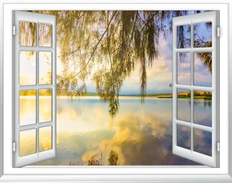 Paradise ocean view window Fotos de archivo