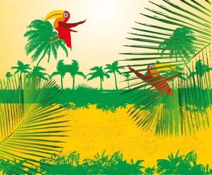 Paradise palm beach vector art Ilustración de archivo