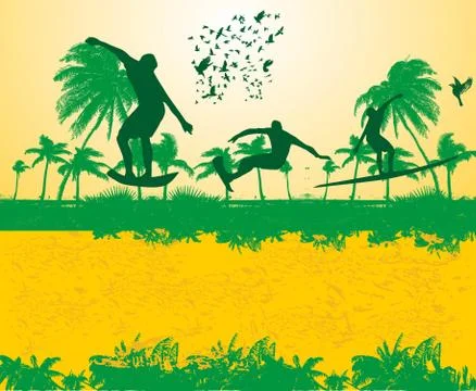 Paradise palm beach vector art Stock Illustration