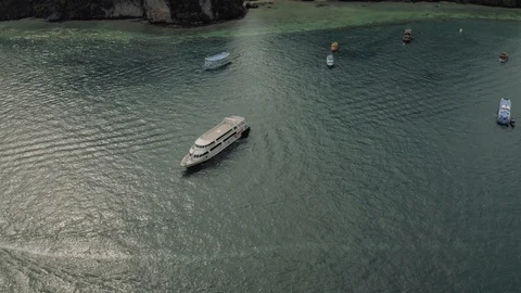 Paradise Phi-Phi Island atural reservation in Thailand 4K Drone flight Stock Footage 119720031