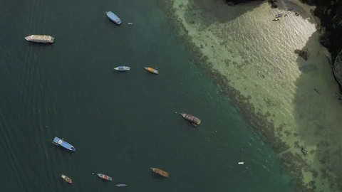 Paradise Phi-Phi Island atural reservation in Thailand 4K Drone flight Stock Footage 119722313