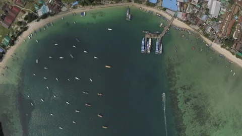Paradise Phi-Phi Island atural reservation in Thailand 4K Drone flight Stock Footage 119894658