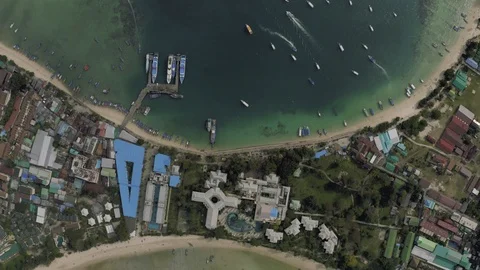 Paradise Phi-Phi Island atural reservation in Thailand 4K Drone flight Stock Footage 119894696