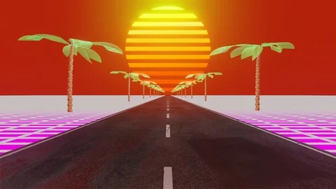 Paradise Road 80's Retro Loop Stock Footage 125869176