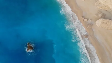 Paradise sand beach from air Video stock 106948222