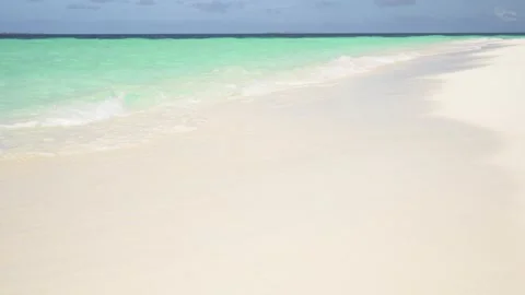 Paradise sea coast, white clean sand and clear warm sea without people Stock Footage 296489342