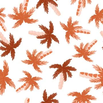 Paradise seamless pattern with doodle orange palm tropic ornament. Isolated b Stock Illustration