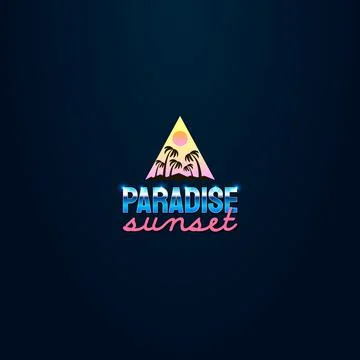 Paradise sunset with the image of palm trees silhouette 스톡 일러스트