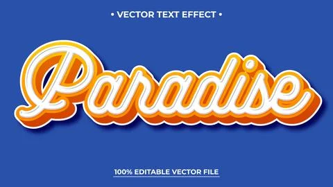 Paradise Text Effect with Orange and White Layers on Blue Background Stock Illustration