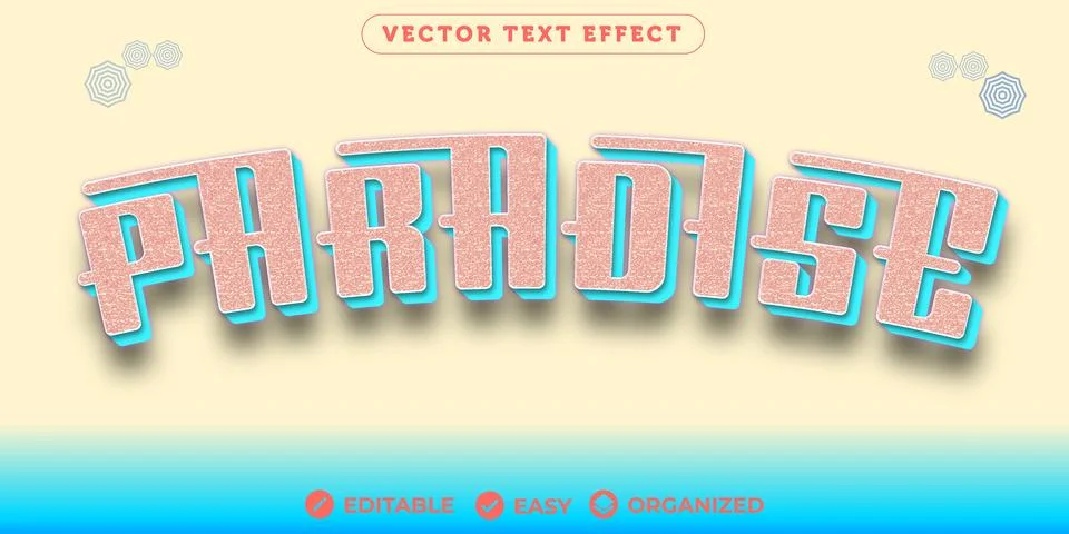 Paradise Text Effect,Fully Editable Font Text Effect Stock Illustration