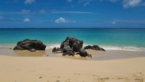 Paradise view at Happy Beach on St. Martin Island with turquoise Caribbean Video stock 339775809