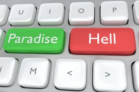 Paradise/Hell concept Stockillustratie