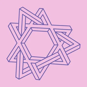 Paradox geometry Tattoo. Optical illusion object. Sacred geometric figure. イラスト素材