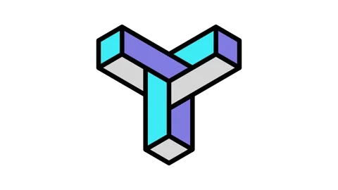 Paradox impossible geometric shape color icon animation Stock Footage 224978099