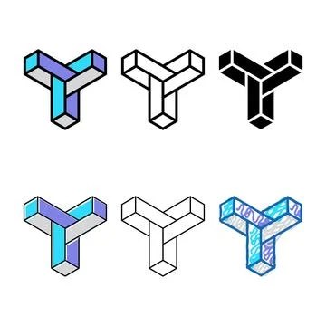 Paradox impossible geometric shape color looks icon vector Stock Illustration