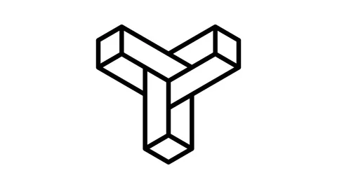 Paradox impossible geometric shape line icon animation Stock Footage 224325847