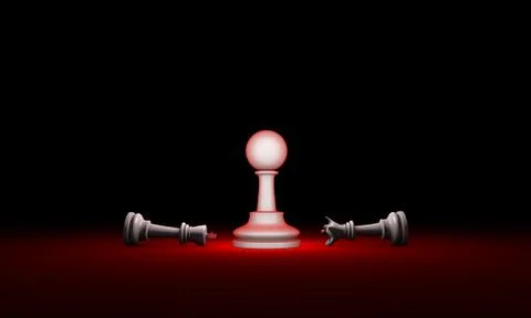Paradox. Strength and weakness (chess metaphor). 3D illustration イラスト素材