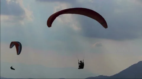 Paraglide flying Stock Footage 10036417