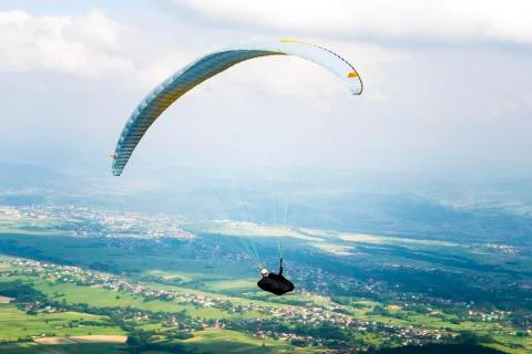 Paraglide Over Fields Stock Photos