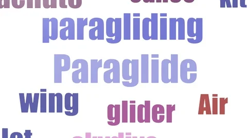 Paraglide Tag Cloud Animated On White Background Stock Footage 107247130