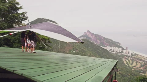 Paraglider about to take off Stock Footage 64865310