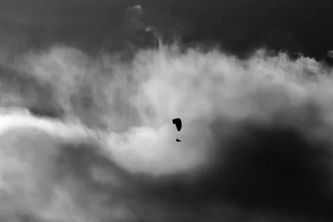 Paraglider alone in the sky 스톡 사진