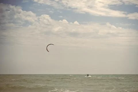 Paraglider and ocean landscape 写真素材