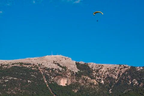 Paraglider at cazorla mountain, spain Stock Photos