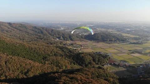 Paraglider DJI Mavic Air Ibaraki Japan Nov 2018 0118-2 Stock Footage