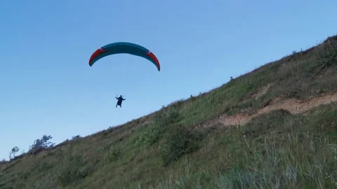 Paraglider Fail To Take Off Stock Footage 135762119